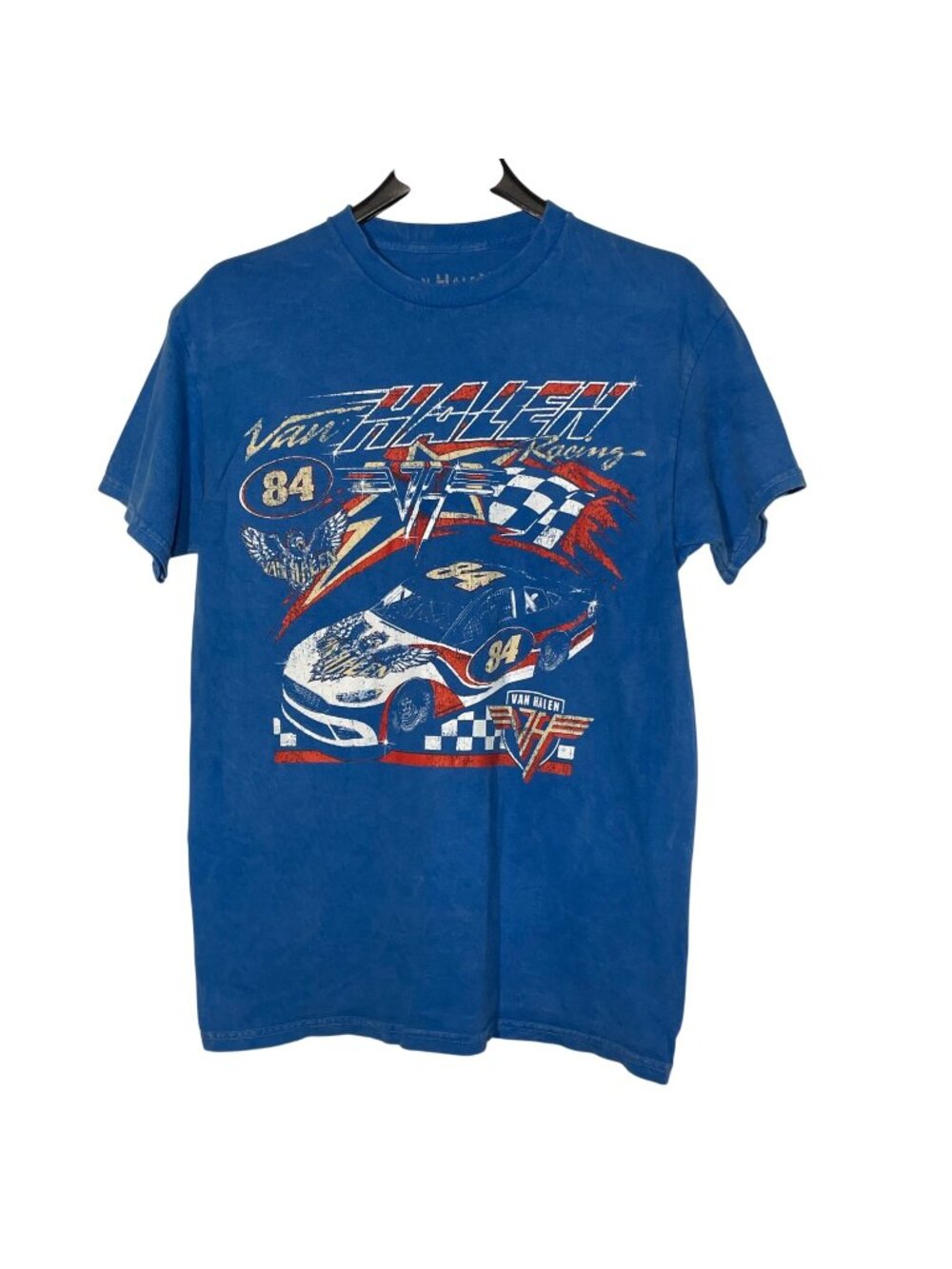 Van Halen Racing 84 Distressed Graphic T-Shirt Blue Sz MED Cotton Unisex